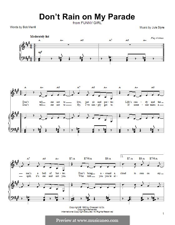 Don't Rain on My Parade: Für Stimme mit Klavier oder Gitarre (Linda Eder) by Jule Styne