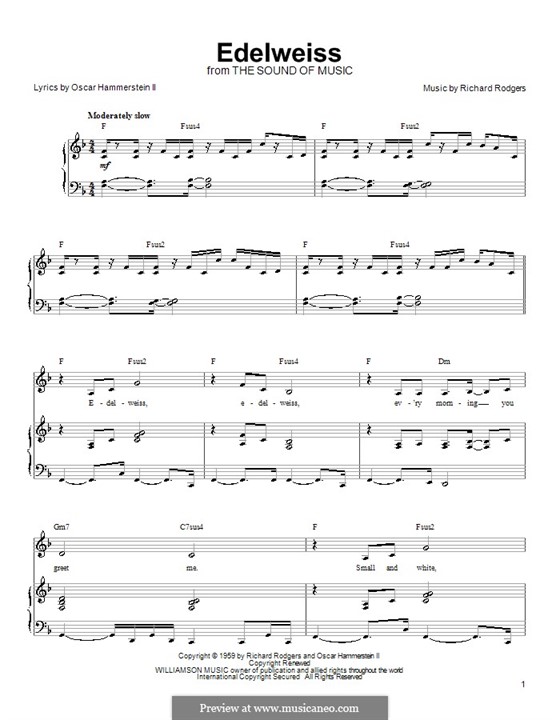 Edelweiss (from The Sound of Music): Für Stimme und Klavier oder Gitarre (F-Dur) by Richard Rodgers