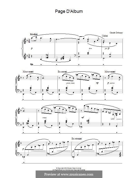 Page d'album: Für Klavier by Claude Debussy