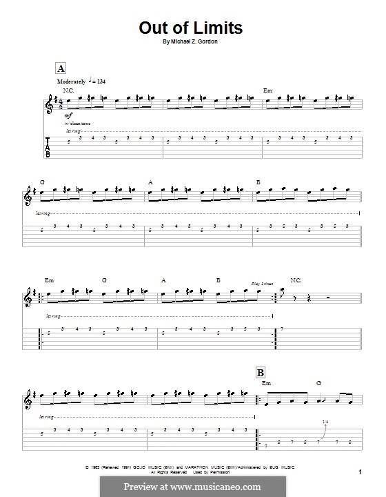Out of Limits (The Ventures): Für Gitarre mit Tabulatur by Michael Z. Gordon