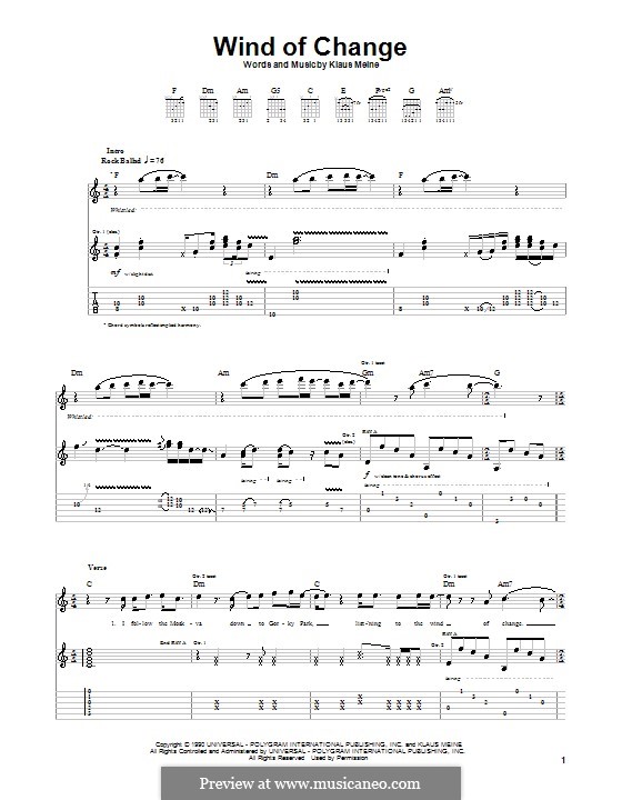 Wind of Change (Scorpions) von K. Meine Noten auf MusicaNeo
