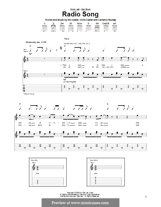 Radio Song (Jet): Für Gitarre mit Tabulatur by Cameron Muncey, Chris Cester, Nic Cester