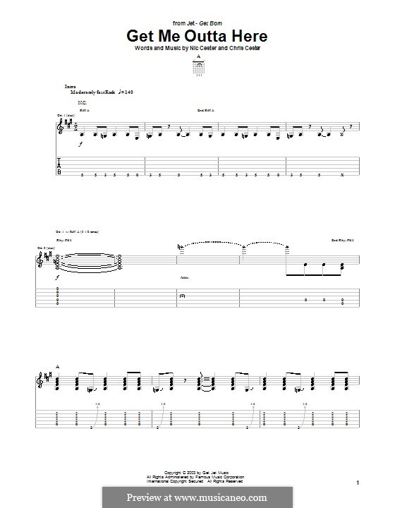 Get Me Outta Here (Jet): Für Gitarre mit Tabulatur by Chris Cester, Nic Cester