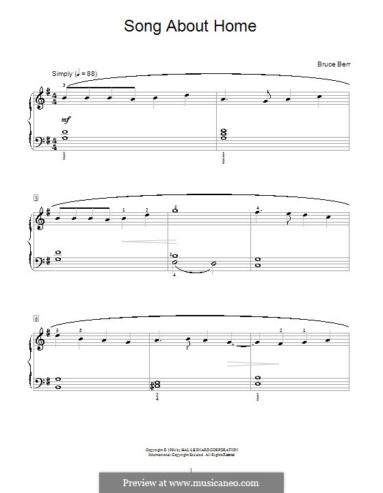 Song about Home: Para Piano by Bruce Berr