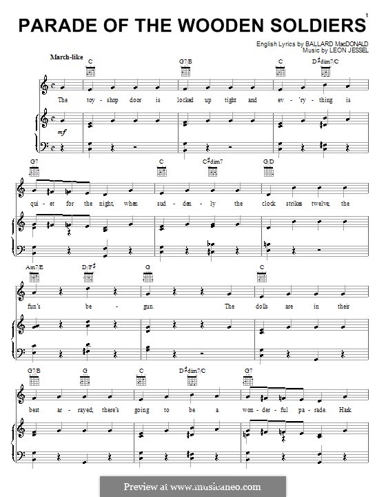 Parade of the Wooden Soldiers: Para vocais e piano (ou Guitarra) by Leon Jessel