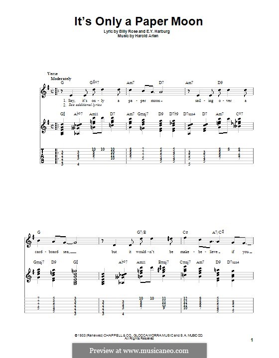 It's Only a Paper Moon: Para guitarra (versão facil) by Harold Arlen