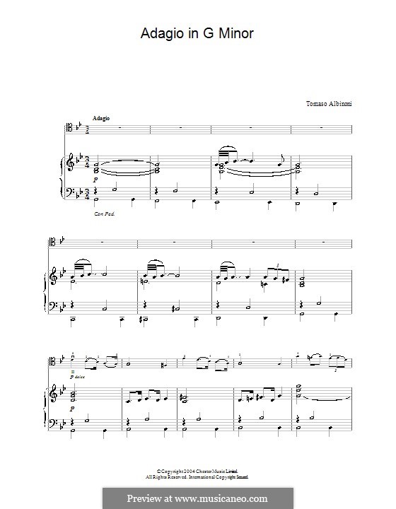 Adagio in G Minor: para Violoncelo e piano by Tomaso Albinoni