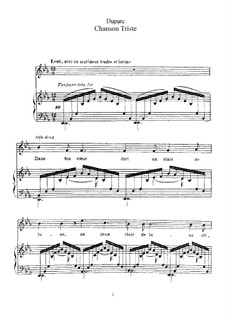 Chanson triste: Para vocais e piano by Henri Duparc