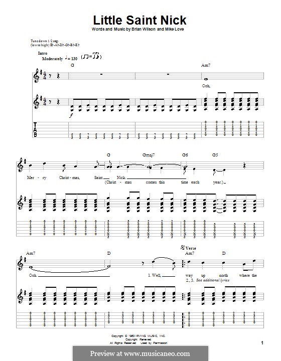 Little Saint Nick (The Beach Boys): Para guitarra com guia by Brian Wilson, Mike Love