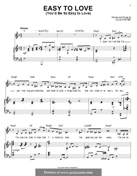 Easy to Love (You'd Be So Easy to Love): Para vocais e piano (ou Guitarra) by Cole Porter