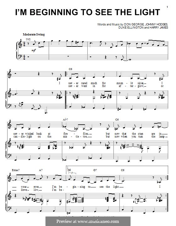 I'm Beginning to See the Light: para voz e piano ou guitarra (Ella Fitzgerald) by John Hodges, Don George, Duke Ellington, Harry James