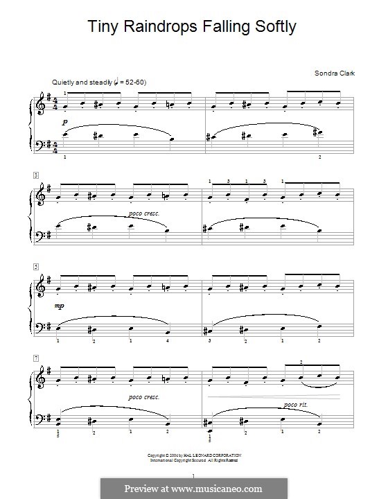 Tiny Raindrops Falling Softly: Para Piano by Sondra Clark