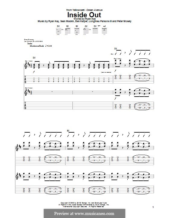 Inside Out (Yellowcard): Para guitarra com guia by Ben Harper, Longineu Parsons III, Peter Mosely, Ryan Key, Sean Mackin