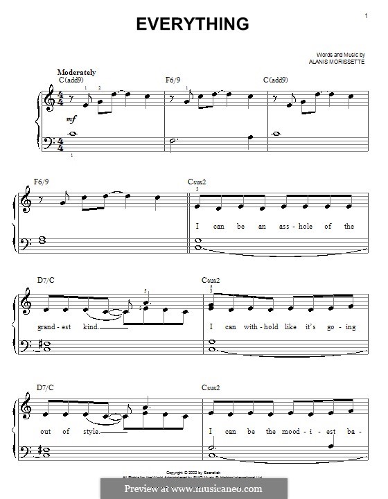 Everything: Facil para o piano by Alanis Morissette