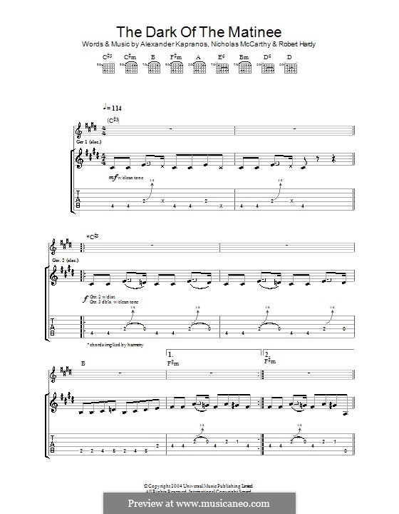 The Dark of the Matinée (Franz Ferdinand): Para guitarra com guia by Alexander Kapranos, Nicholas McCarthy, Robert Hardy