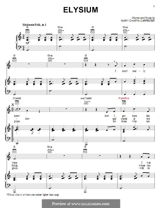 Elysium: Para vocais e piano (ou Guitarra) by Mary Chapin Carpenter