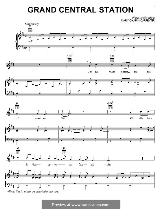 Grand Central Station: Para vocais e piano (ou Guitarra) by Mary Chapin Carpenter