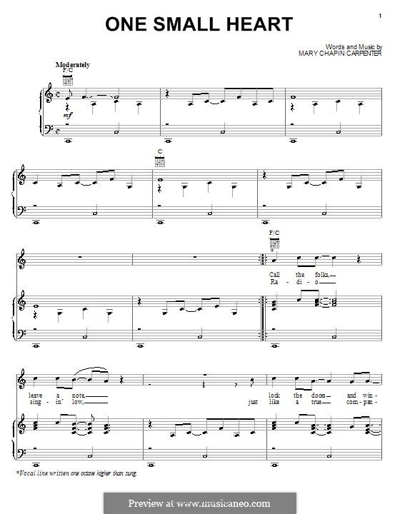 One Small Heart: Para vocais e piano (ou Guitarra) by Mary Chapin Carpenter