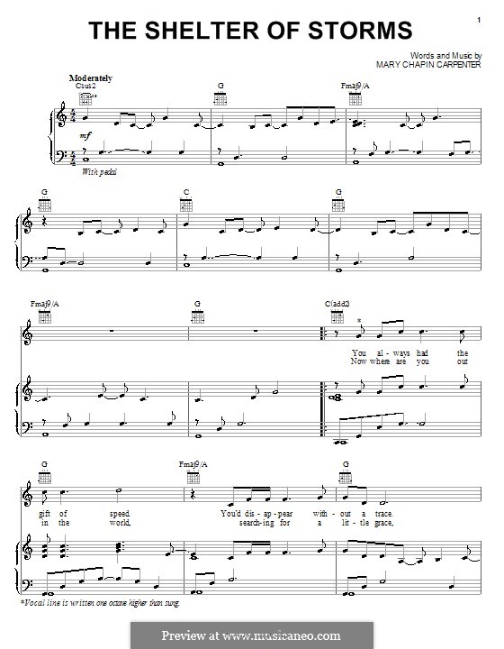 The Shelter of Storms: Para vocais e piano (ou Guitarra) by Mary Chapin Carpenter