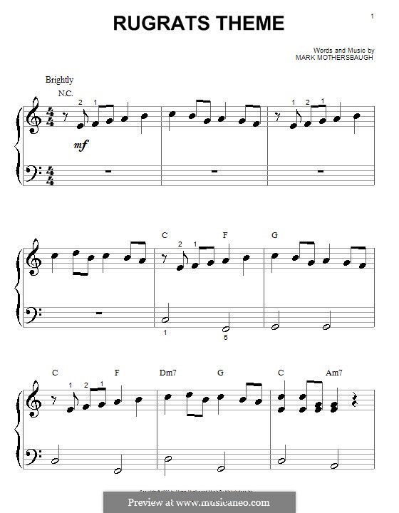 Rugrats Theme: para piano (versão facil) by Mark Mothersbaugh