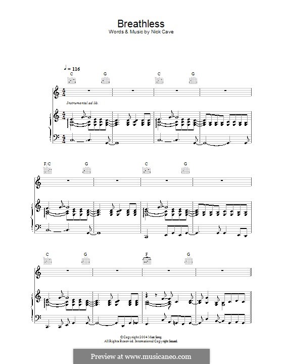 Breathless: Para vocais e piano (ou Guitarra) by Nick Cave