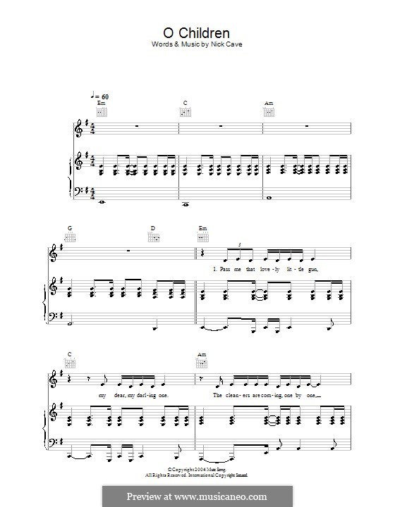 O Children: Para vocais e piano (ou Guitarra) by Nick Cave