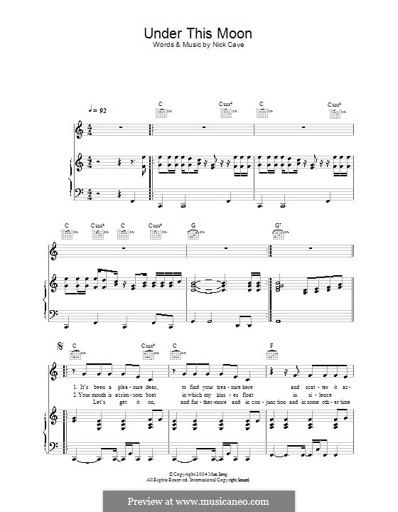 Under This Moon: para vocais,piano ou guitarra by Nick Cave