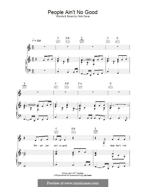 People ain't no Good (from Shrek 2): Para vocais e piano (ou Guitarra) by Nick Cave