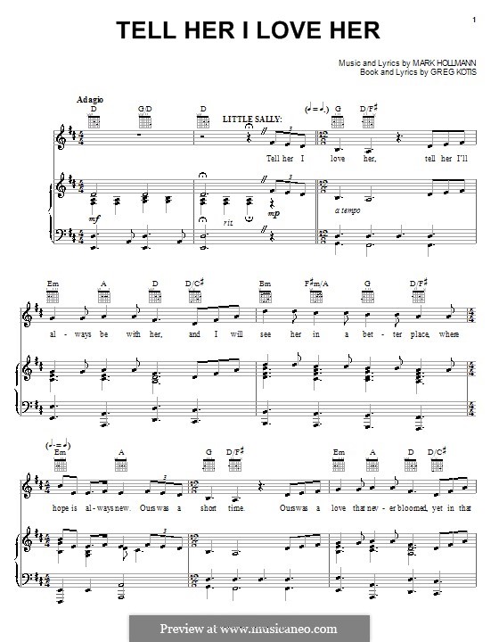 Tell Her I Love Her: Para vocais e piano (ou Guitarra) by Greg Kotis, Mark Hollmann