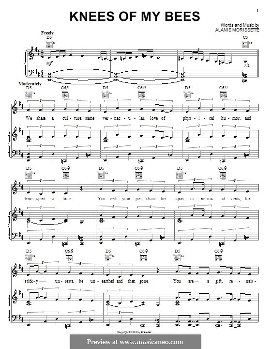 Knees of My Bees: Para vocais e piano (ou Guitarra) by Alanis Morissette