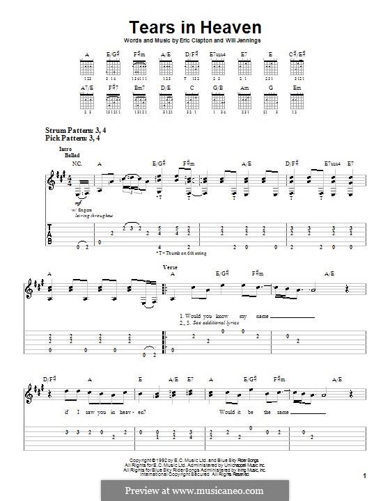 Tears in Heaven: facil para guitarra (com guia) by Eric Clapton, Will Jennings