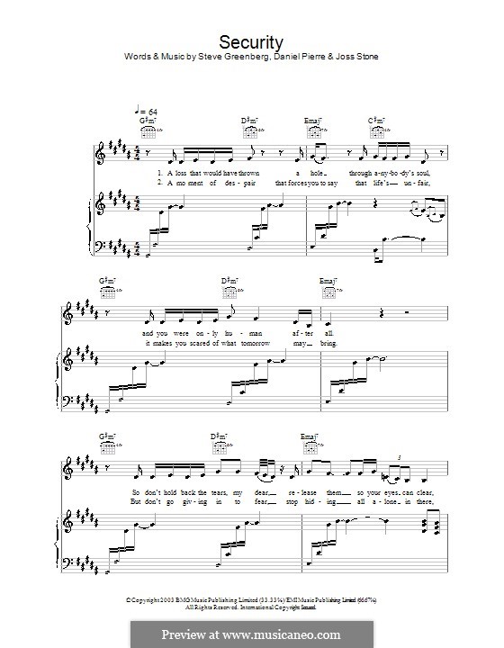 Security (Joss Stone): Para vocais e piano (ou Guitarra) by Daniel Pierre, Steven Greenberg