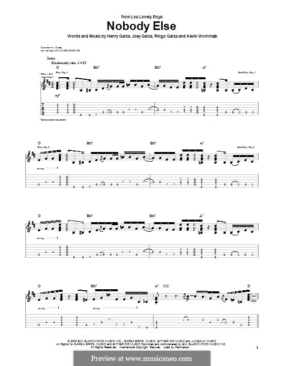 Nobody Else (Los Lonely Boys): Para guitarra com guia by Henry Garza, Joey Garza, Kevin Wommack, Ringo Garza