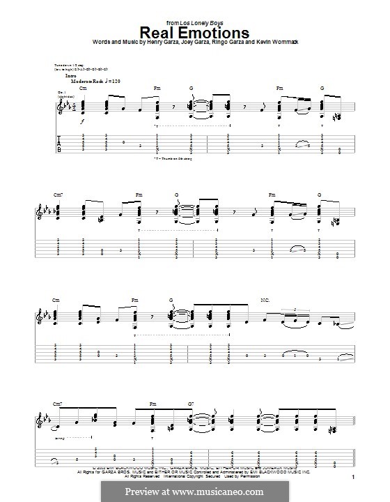 Real Emotions (Los Lonely Boys): Para guitarra com guia by Henry Garza, Joey Garza, Kevin Wommack, Ringo Garza