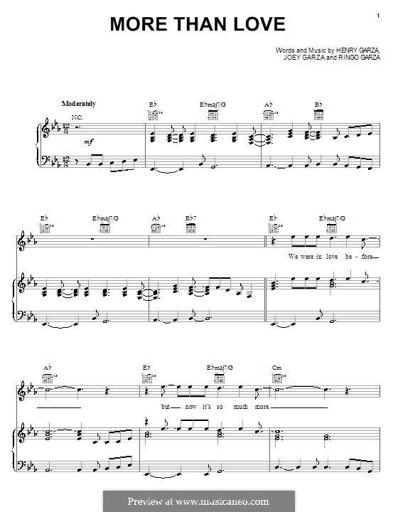 More Than Love (Los Lonely Boys): Para vocais e piano (ou Guitarra) by Henry Garza, Joey Garza, Ringo Garza