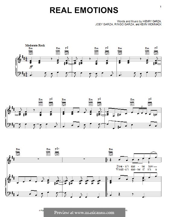 Real Emotions (Los Lonely Boys): Para vocais e piano (ou Guitarra) by Henry Garza, Joey Garza, Kevin Wommack, Ringo Garza