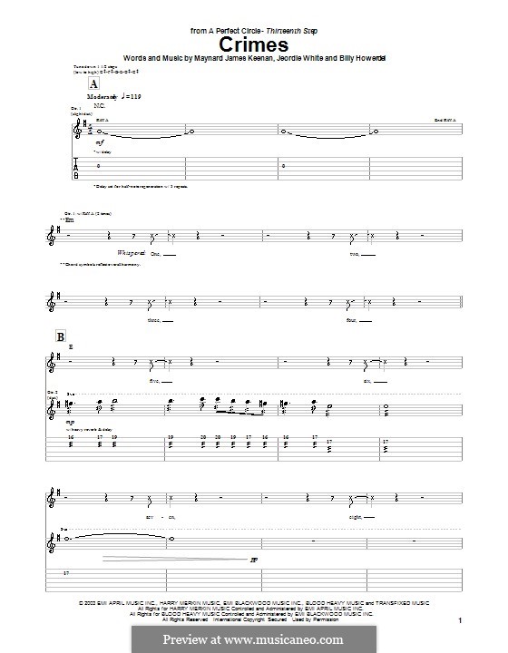 Crimes (A Perfect Circle): Para guitarra com guia by Billy Howerdel, Jeordie White, Maynard James Keenan