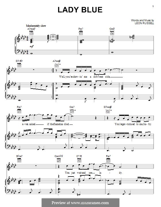 Lady Blue: Para vocais e piano (ou Guitarra) by Leon Russell