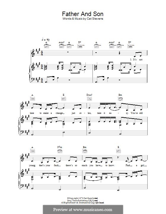 Father and Son (Boyzone): Para vocais e piano (ou Guitarra) by Cat Stevens