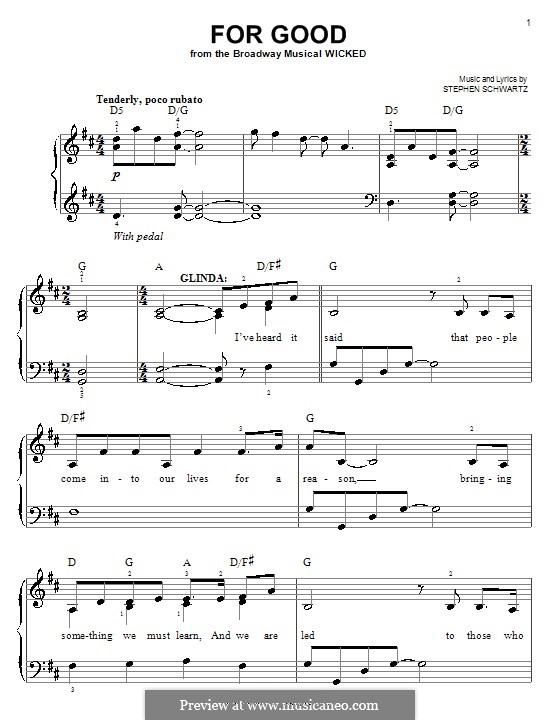 For Good (from Wicked): Facil para o piano by Stephen Schwartz