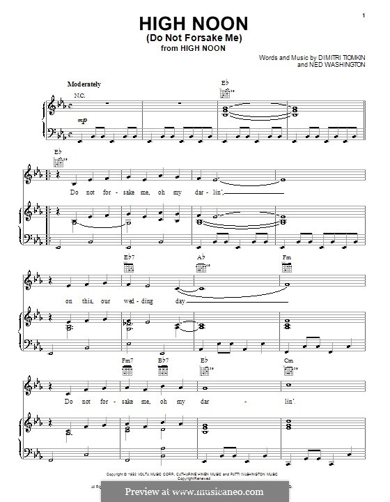 High Noon (Do not Forsake Me): para vocais,piano ou guitarra by Dimitri Tiomkin