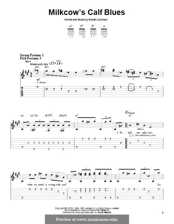 Milkcow's Calf Blues: Para guitarra (versão facil) by Robert Leroy Johnson