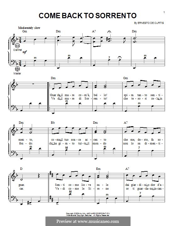 Torna a Surriento: para acordeão by Ernesto de Curtis