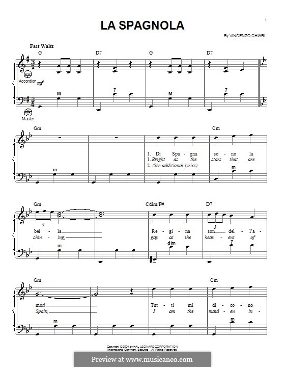 La spagnola (The Spanish Dancer): para acordeão by Vincenzo di Chiara