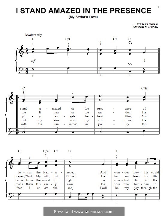 I Stand Amazed in the Presence (My Savior's Love): Para Piano by Charles Hutchinson Gabriel