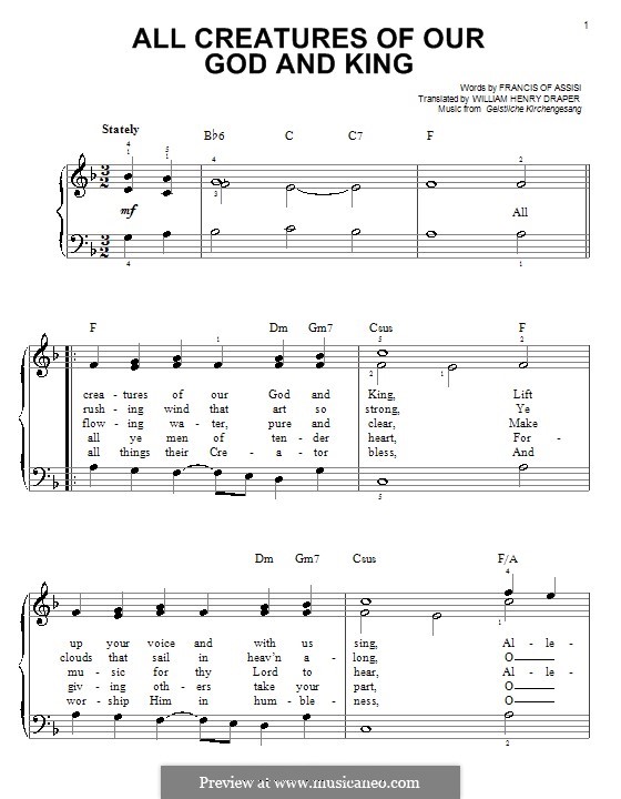 All Creatures of Our God and King: Para Piano by Unknown (works before 1850)