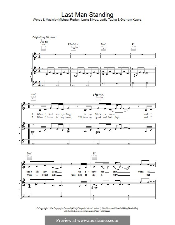 Last Man Standing: Para vocais e piano (ou Guitarra) by Judie Tzuke, Mike Peden