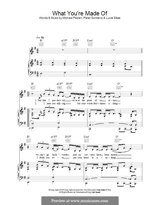 What You're Made of: Para vocais e piano (ou Guitarra) by Lucie Silvas, Mike Peden, Peter Gordeno