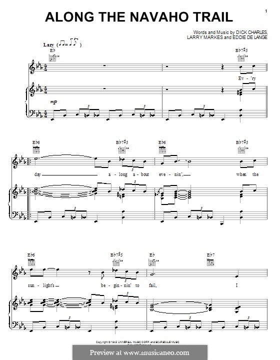Along the Navajo Trail: Para vocais e piano (ou Guitarra) by Dick Charles, Eddie De Lange, Larry Markes