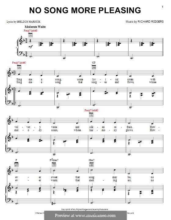No Song More Pleasing: Para vocais e piano (ou Guitarra) by Sheldon Harnick